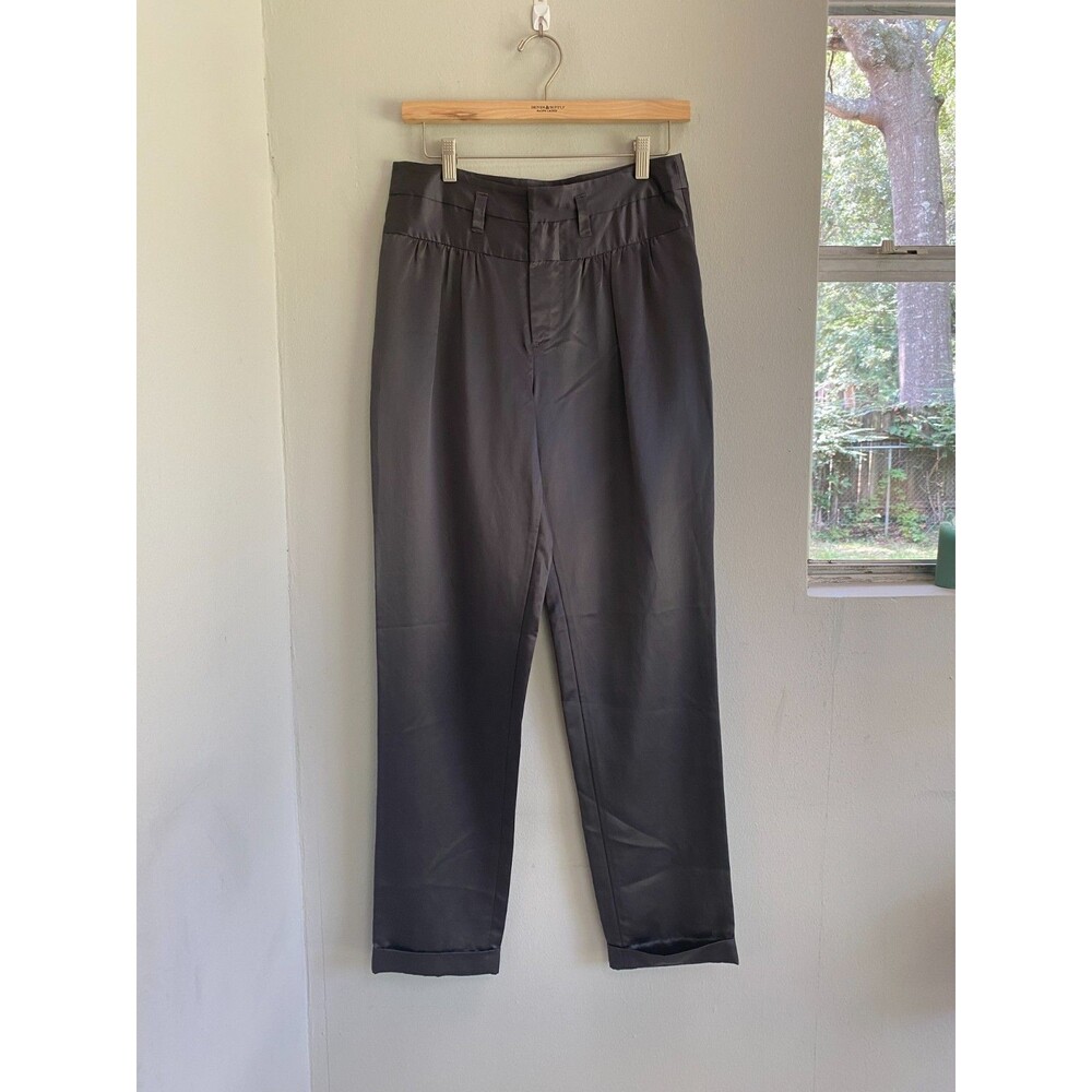 New Marc By Marc Jacobs Silk Cotton Trouser Pants Nine Iron Metallic Gray 4 30"